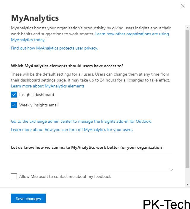 MyAnalytics Settings for an Office 365 Tenant